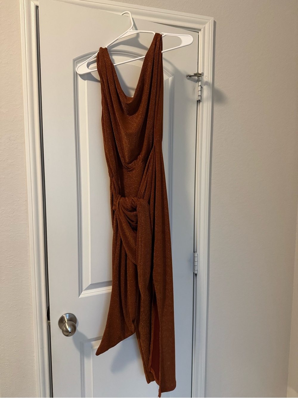 Sparkly Rust tie waist dress